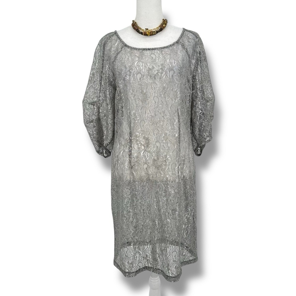 Beth Bowley Y2K Sheer Mesh Net Tunic Dress Top M Fairycore Whimsygoth Art Glam‎
